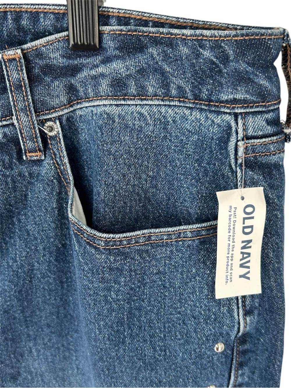 NWT Old Navy Extra High-Waisted Studded Straight Jeans in Studded Medium Wash - Picture 6 of 11